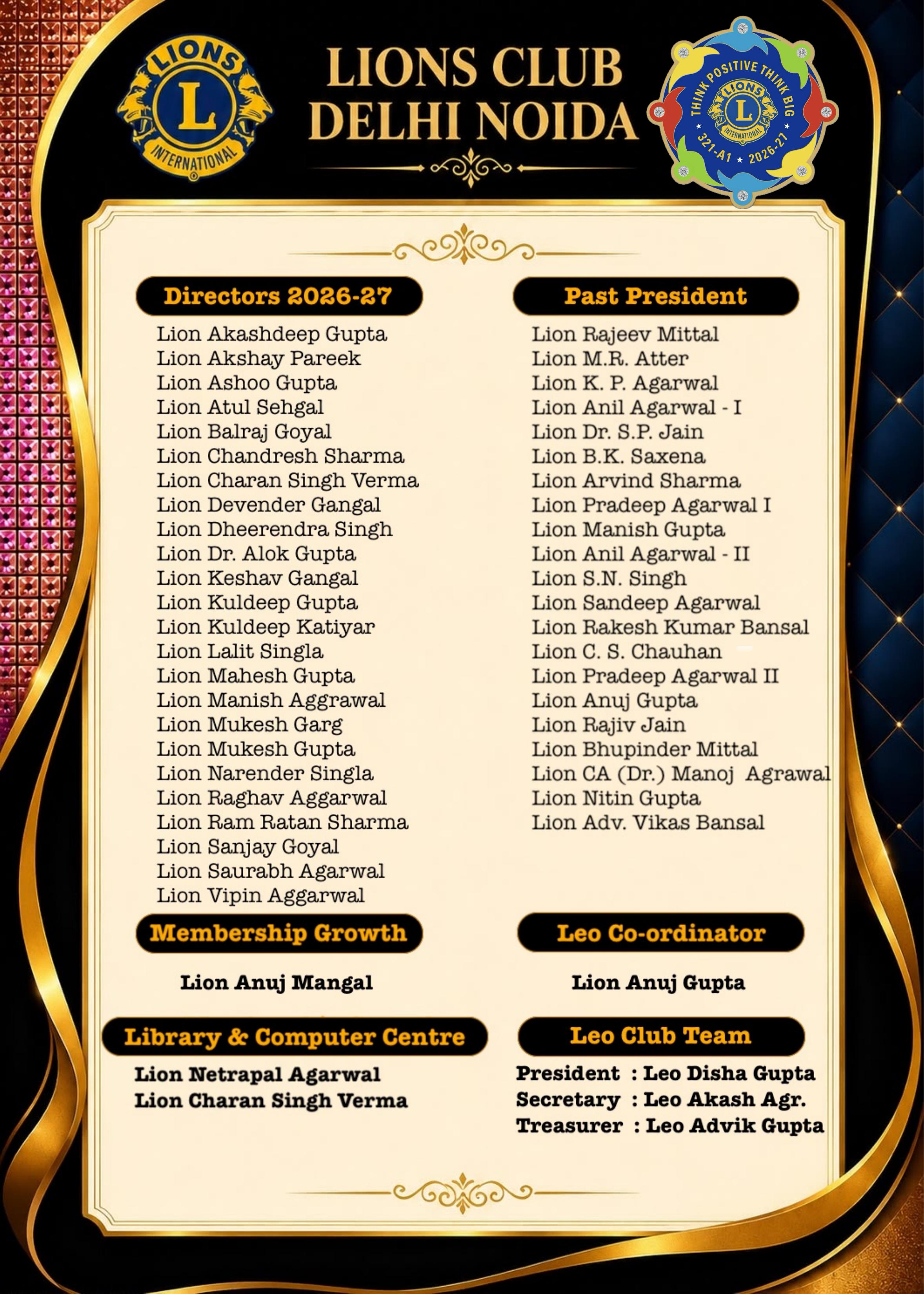 Directors & Leo Team - Recent leadership listing 2026-27
